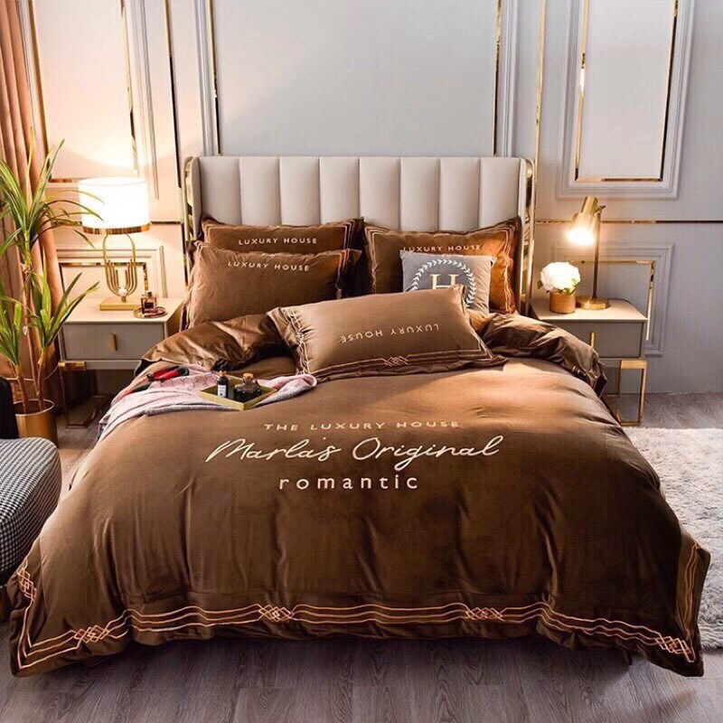 [Video tự quay] Bộ chăn ga gối nỉ nhung set 4 món ❤️ FREESHIP ❤️ Nỉ nhung Romantic cao cấp MỚI