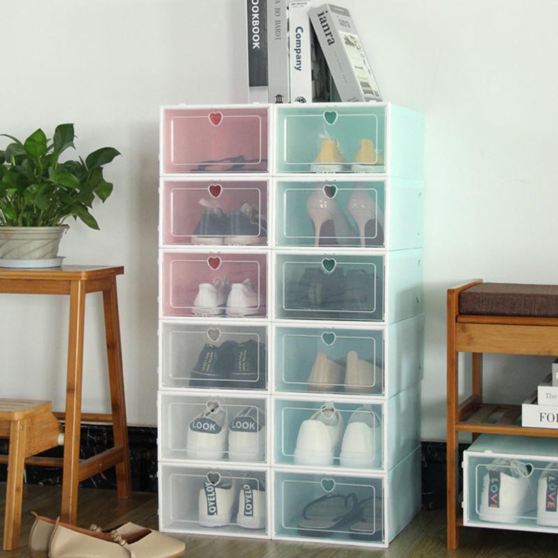 Hộp Đựng Giày Nắp Nhựa Cứng Trong Suốt , Size lớn Nhiều Màu Thông Minh