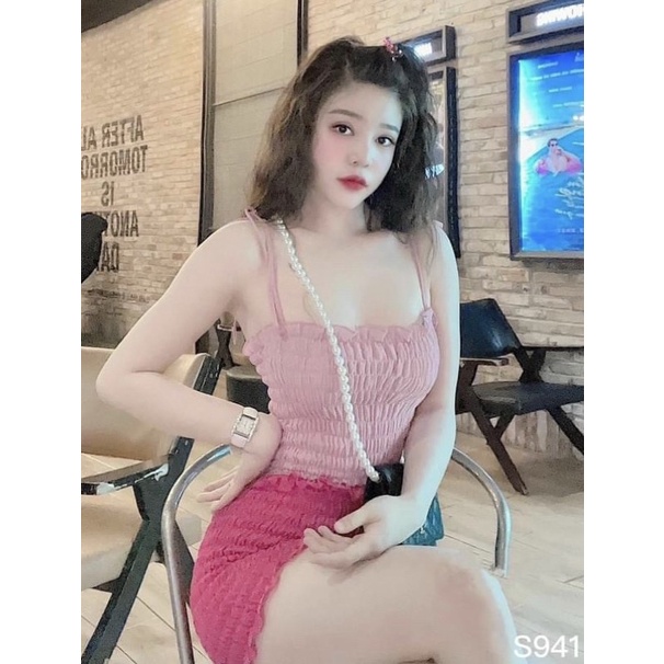 Sét áo ống + chân váy nhún ôm body