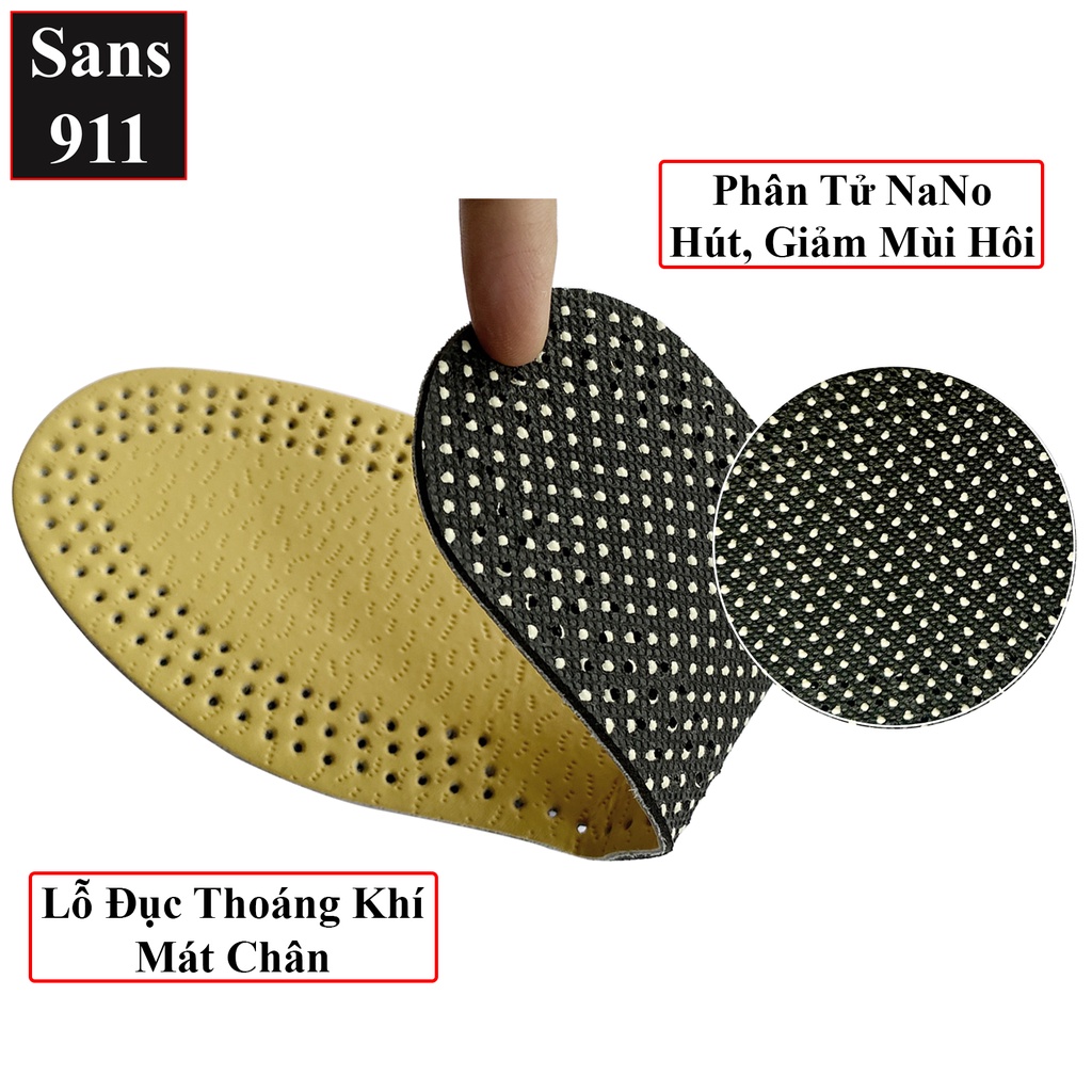Lót giày khử mùi Sans911 êm chân chống mùi cao cấp cho giày da sneaker thể thao bốt