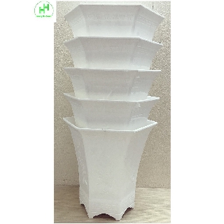 5 Chậu Nhựa Lục Giác Bình Thuận Plastic LG - PLT - 220 Màu Trắng
