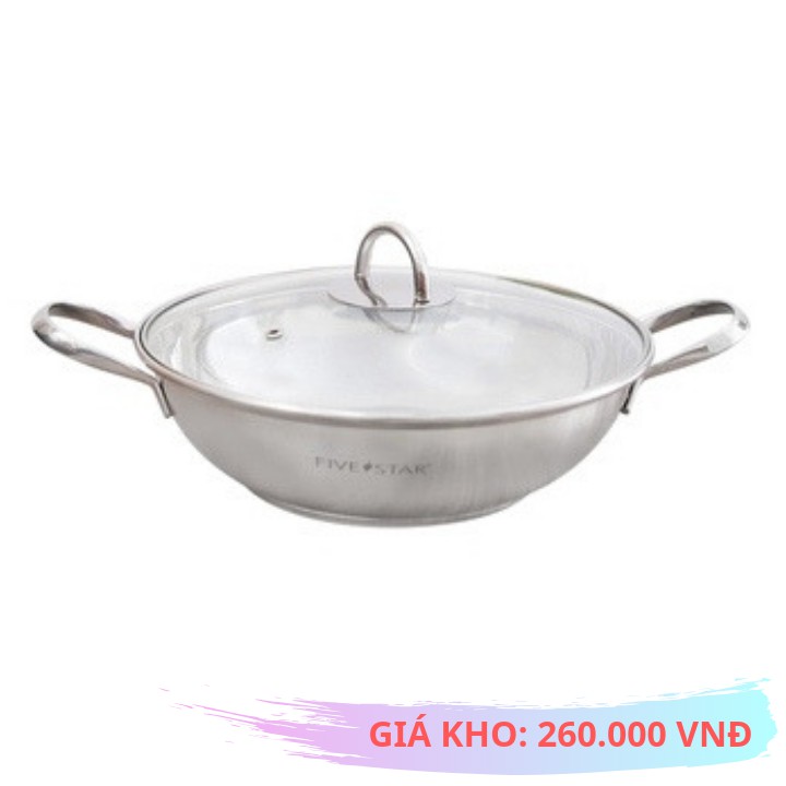Nồi lẩu Fivestar 3 đáy W26-3DG, nắp kính, 26 cm, dùng cho bếp từ, truyền nhiệt cao với chất liệu ino