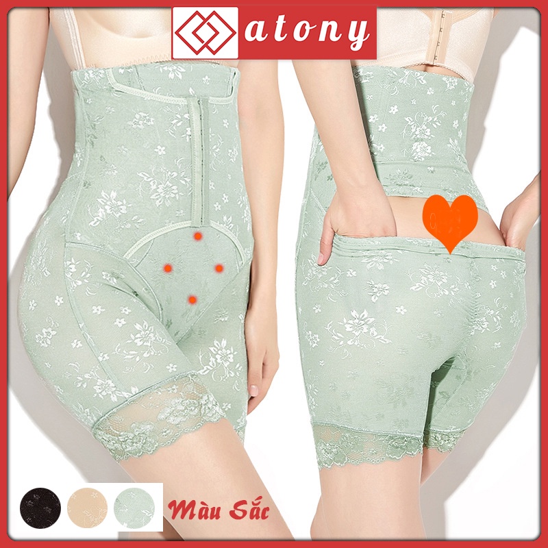 Quần Gen Nịt Bụng ATONY Có Móc Cài Định Hình Bụng, Xiết Eo Cực Đỉnh, Phối Ren Sexy Quyến Rũ