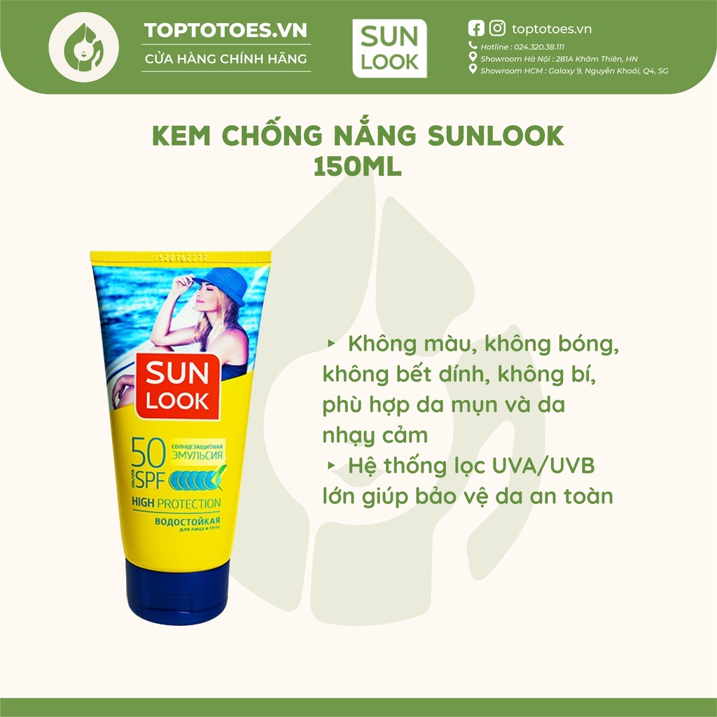 Kem chống nắng Sunlook SPF50 chống nước, chống nắng phổ rộng cho mặt và cơ thể