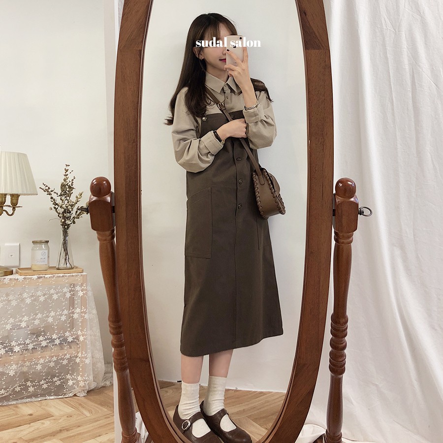 Đầm cổ vuông màu trơn đáng yêu dành cho bạn nữ 26844