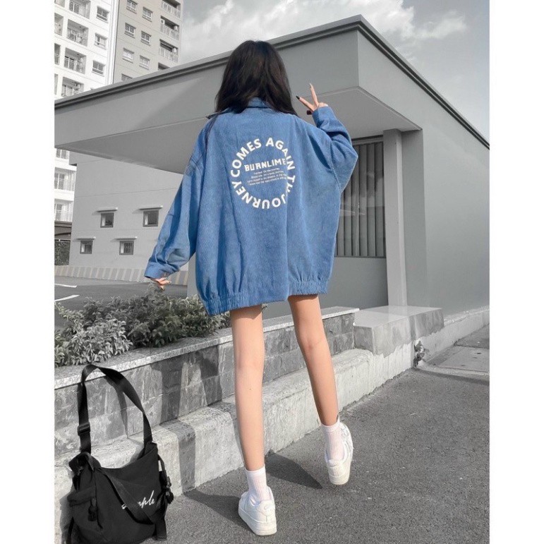 Áo Khoác Nhung Gân Sơmi Jacket in Comes.Again Unisex Form Freesize Siêu Xinh