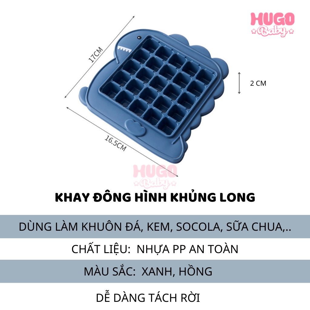 Khay làm đá, khay trữ đông 25 viên hình khủng long dễ thương