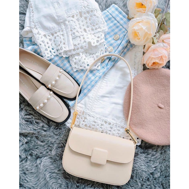 túi kẹp nách + đeo chéo nữ CK2-20270818 trắng kem hàng auth tuồn