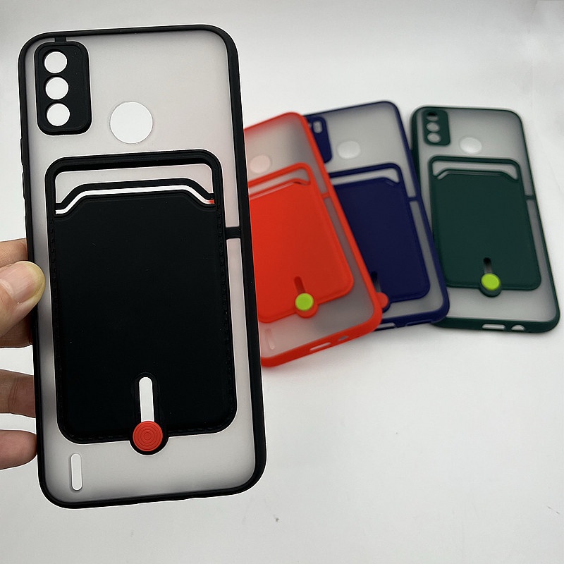 Ốp điện thoại cứng dạng ví đựng thẻ nắp lật cho Tecno Pova 2 Spark 6 Go