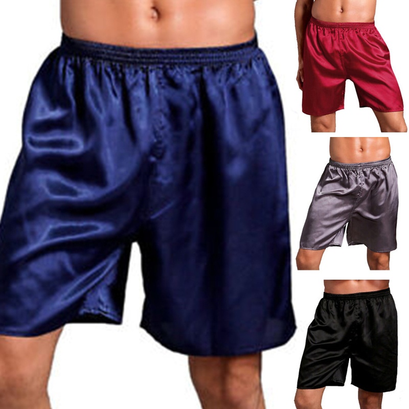 Xiangbao Quần Short Boxer Ngắn Dáng Rộng Bằng Lụa Satin Mặc Ngủ Đi Biển Mùa Hè Giản Dị Dành Cho Nam Un