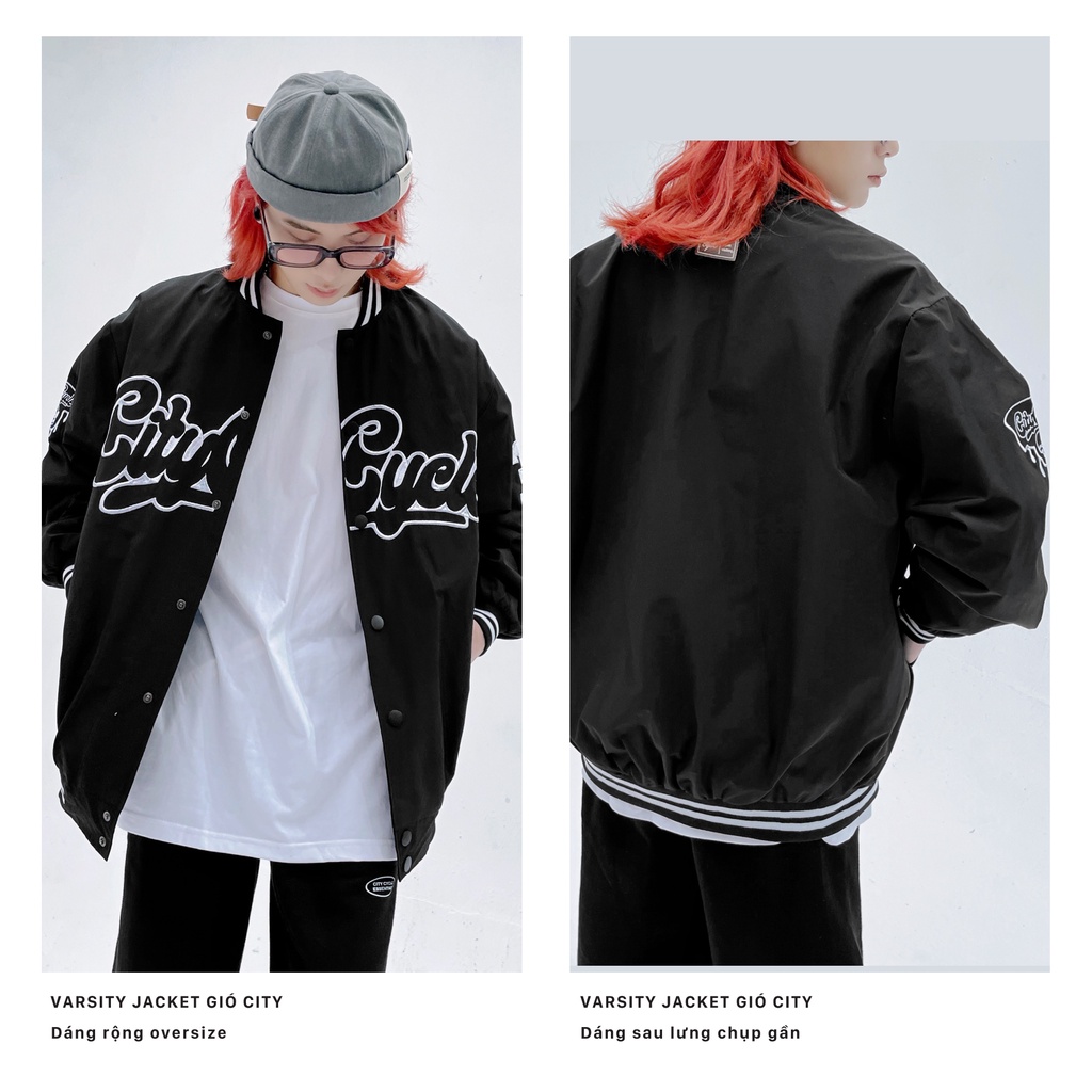 Áo khoác bomber varsity jacket gió City Cycle - Áo khoác bóng chày unisex form rộng Local Brand