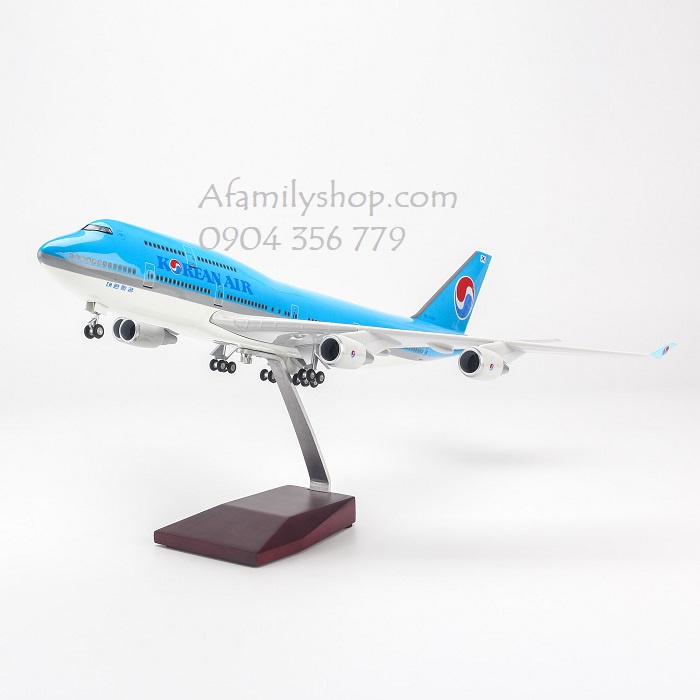 Mô hình máy bay tĩnh B747 Korean Air 47cm có bánh xe và led