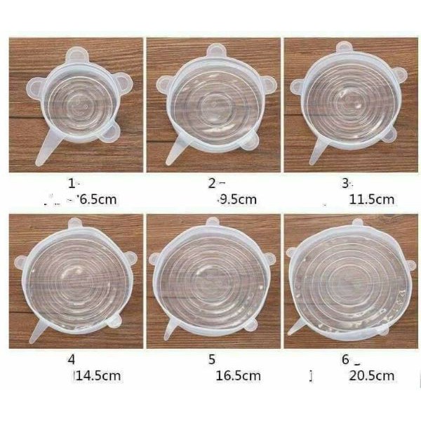 Bộ 6 Miếng Silicone Bọc Thực Phẩm Cao Cấp, Nắp đậy màng Silicon bảo quản thức ăn Dày Dặn Độ Co Giãn Tốt