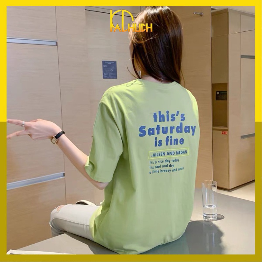 Áo phông nam nữ tay lỡ in chữ saturday, thun cotton dày dặn freesize dưới 75kg