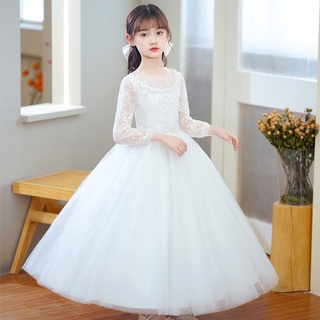  Đầm Hóa Trang Công Chúa Dáng Dài Vải Gạc Lông Xù Phối Lưới Màu Trắng Hồng Cho Bé Gái 
