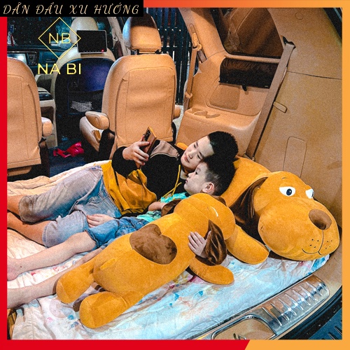 Gấu bông chó nằm tai dài 1M2 gối ôm hình chó bông mềm mịn hàng cao cấp ôm thoải mái dễ thương ảnh thật 100%