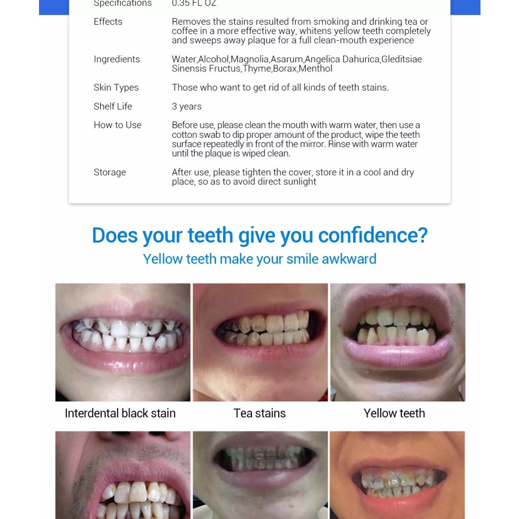 Serum Làm Trắng Răng Loại Bỏ Vết Bẩn Thoáng Khí Răng Miệng