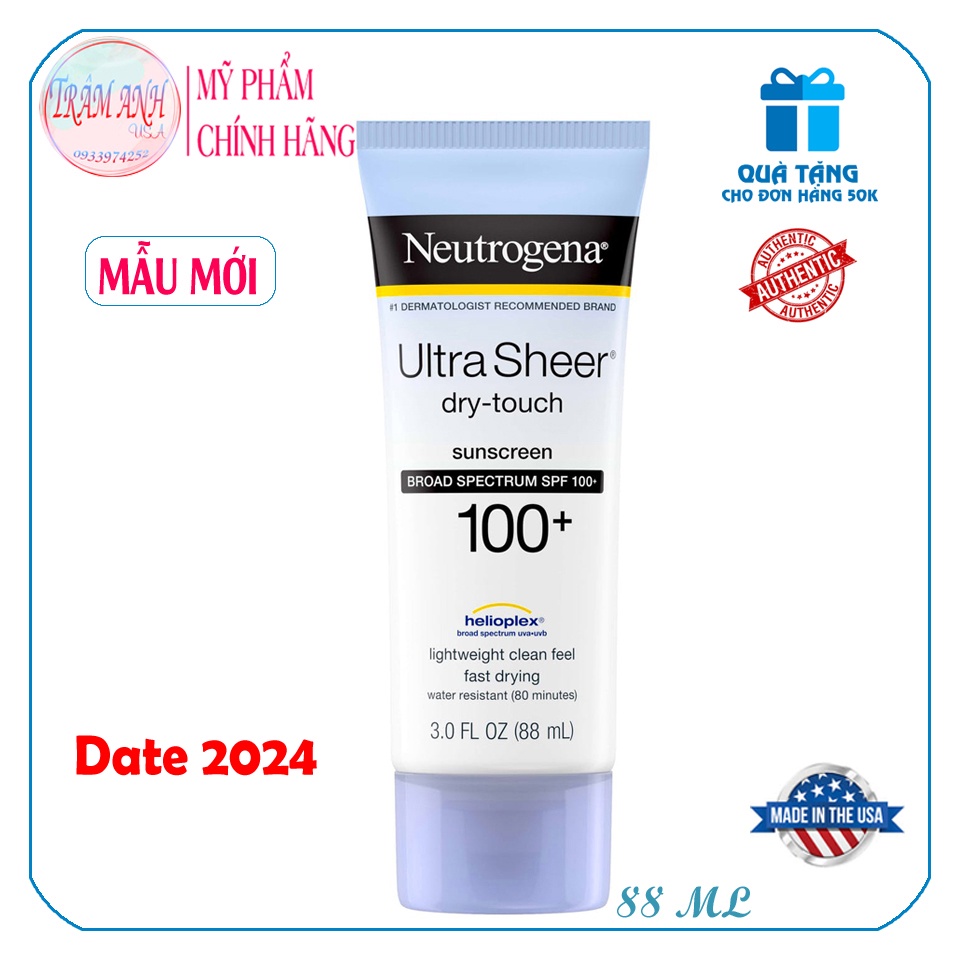 Kem chống nắng Neutrogena ultra sheer dry touch with spf 70+