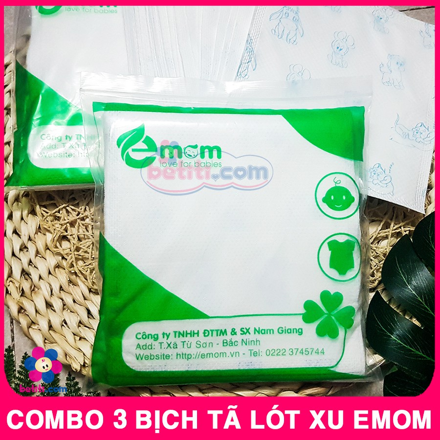 COMBO 3 Gói Miếng Lót Phân Xu Emom Chống Thấm (25-30 tờ)