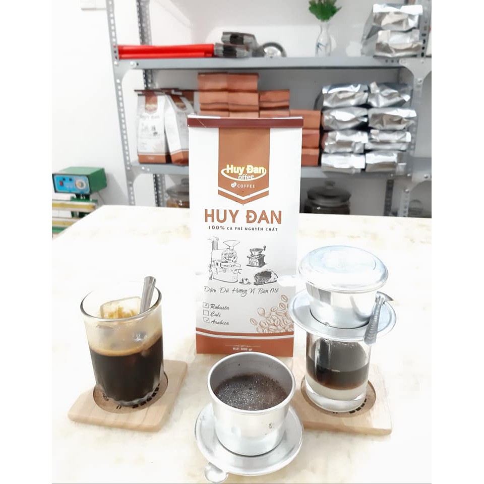 [QUÀ TỪ 1KG Arabica Robusta] 500gr Cà phê Rang Mộc HUYDAN COFFEE - Cà phê rang xay mộc pha phin pha máy