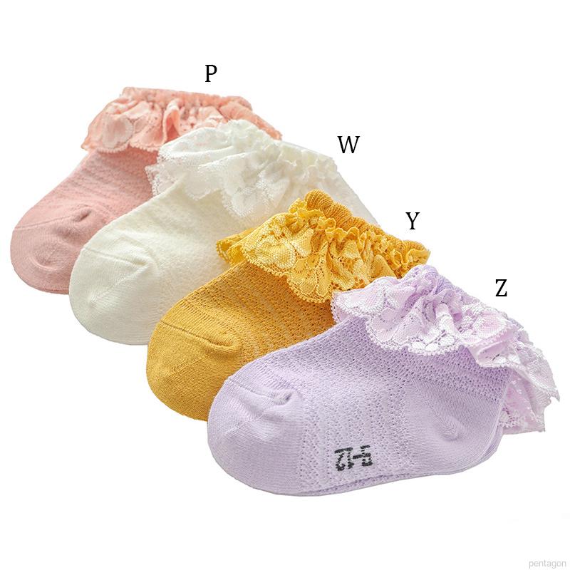 Tất Cotton Viền Ren Màu Trơn Đáng Yêu Dành Cho Bé Gái Từ 0 - 2 Tuổi
