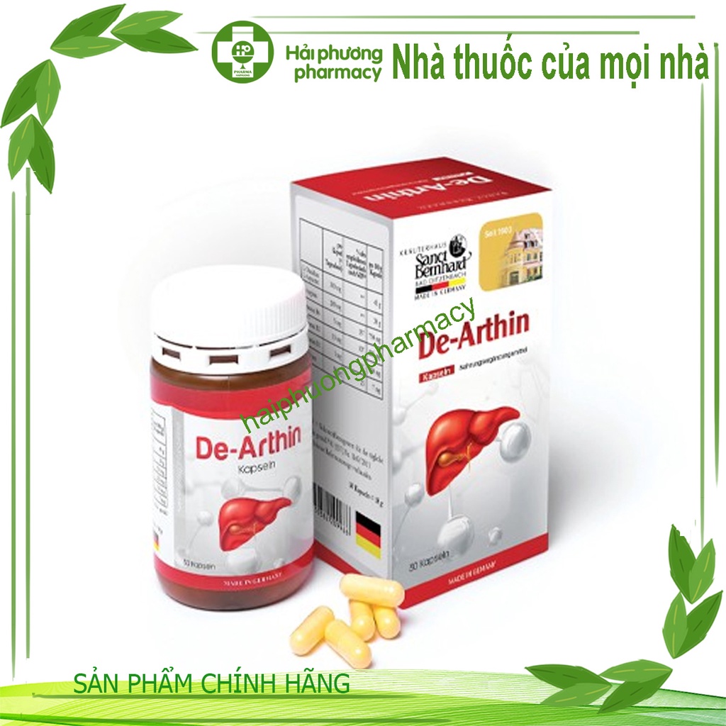 Bổ mát giải độc bảo vệ gan DE-ARTHIN với arginin 200mg giúp ngăn ngừa ung thư xơ viêm gan B nhập khẩu Đức  30 viên