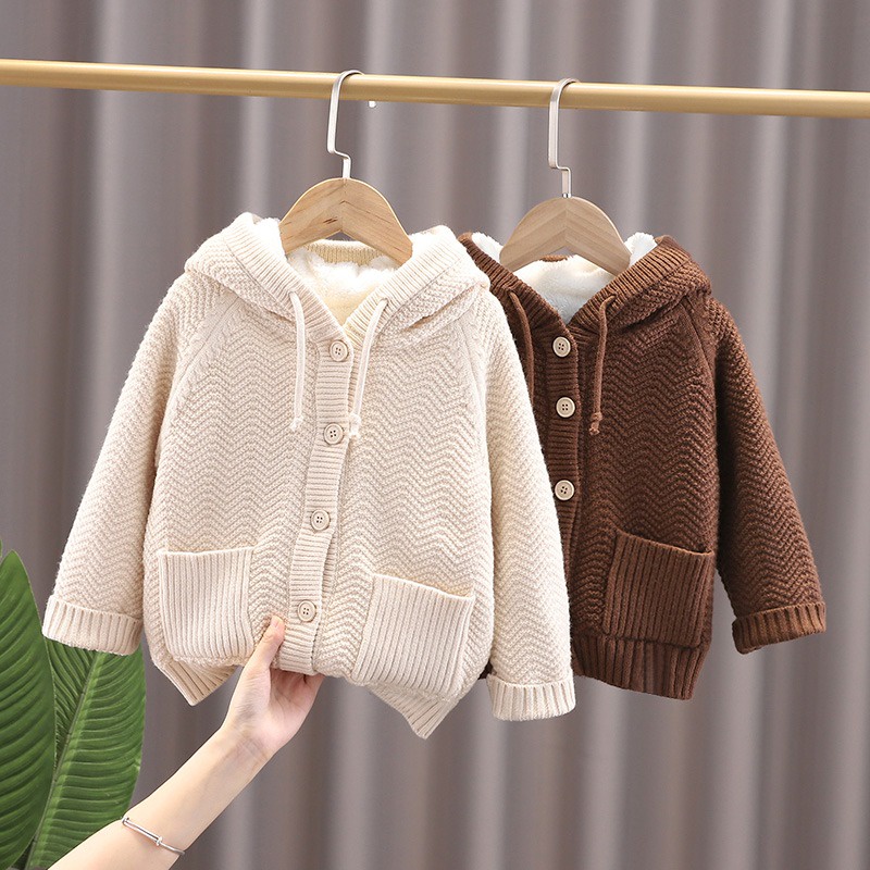 💕Áo khoác len lót lông 3 màu dày đẹp cho bé, áo khoác cho bé gái cực xinh💕