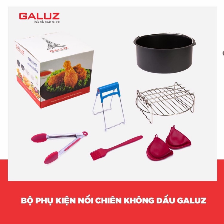 Nồi chiên không dầu Galuz Model G-68 - Dung tích 5.5L ( Tặng kèm 8 phụ kiện làm bánh )