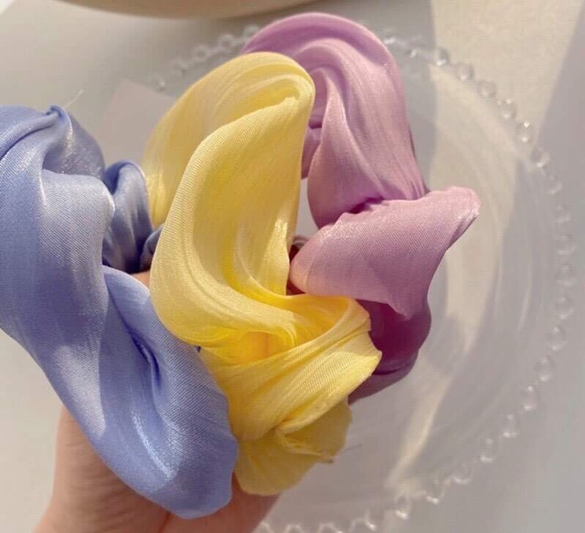 Chun cột tóc Scrunchies vải lụa mềm