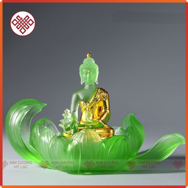 Tượng Phật Dược Sư Mật Tông [Kim Cương Hỷ Lạc] 12Cm Màu Xanh Lá