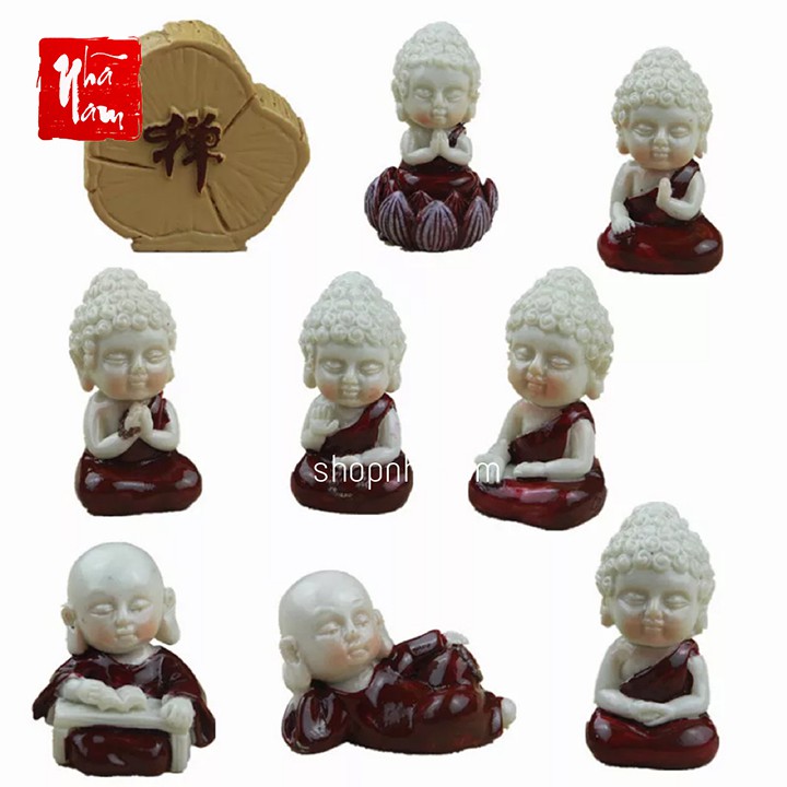[Chọn mẫu Bộ tượng phật 9 món gốm Đại Cát trang trí xe hơi trang trí nhà cửa