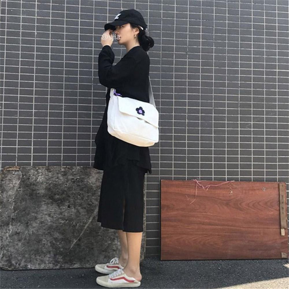 TÚI TOTE ĐEO CHÉO BÔNG HOA UNISEX NAM NỮ CÓ TÚI CON VẢI DỆT CANVAS PHONG CÁCH ULZZANG