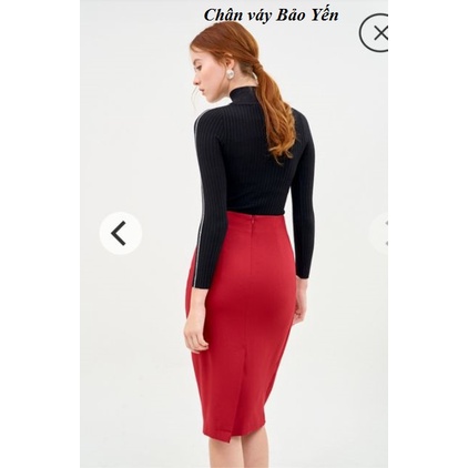 Chân váy bút chì đắp tà rời 2 cúc sang chảnh(sẵn size) -M66