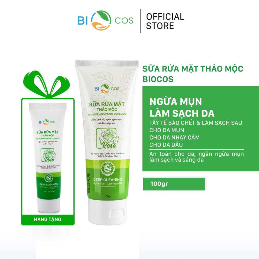 Sữa Rửa Mặt Tốt Cho Da Nhạy Cảm, Da Dầu, Da Mụn Tẩy Tế Bào Da Chết Và Làm Sạch Sâu, Ngăn Ngừa Mụn Biocosmetics 100g | BigBuy360 - bigbuy360.vn