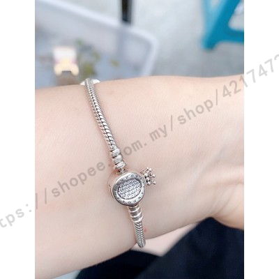 Pandora Vòng Tay Chuỗi Hạt Mạ Bạc 925 Hình Vương Miện o clasp