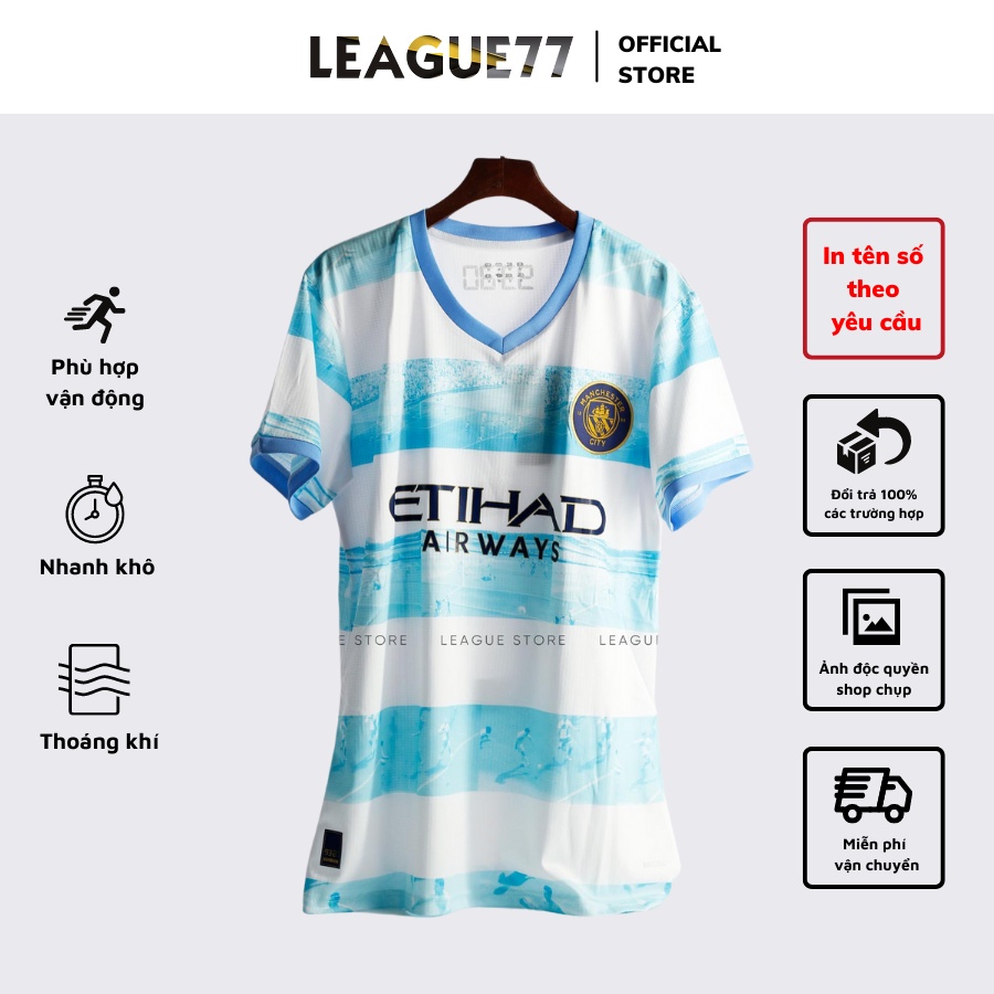 Đồ đá banh Man city Leaguestore - set bộ thể thao bộ quần áo đá bóng nam Manchester city bản kỷ niệm màu xanh