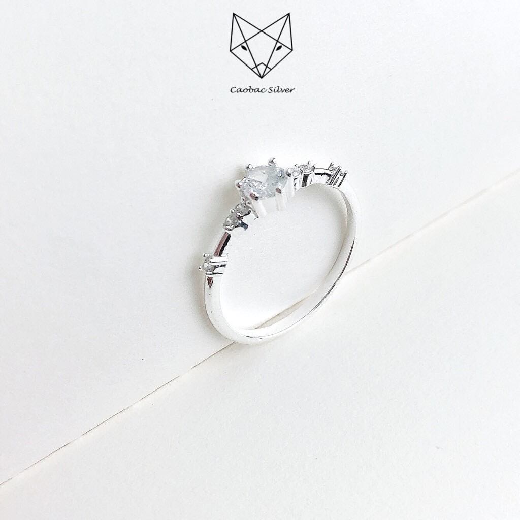 Bộ Trang Sức Nhẫn, Khuyên Tai Bông Tuyết Bạc Ta Nữ CaoBac Silver Tinh Tế Nhẹ Nhàng Kèm Hộp Quà Thắt Nơ Xinh Xắn