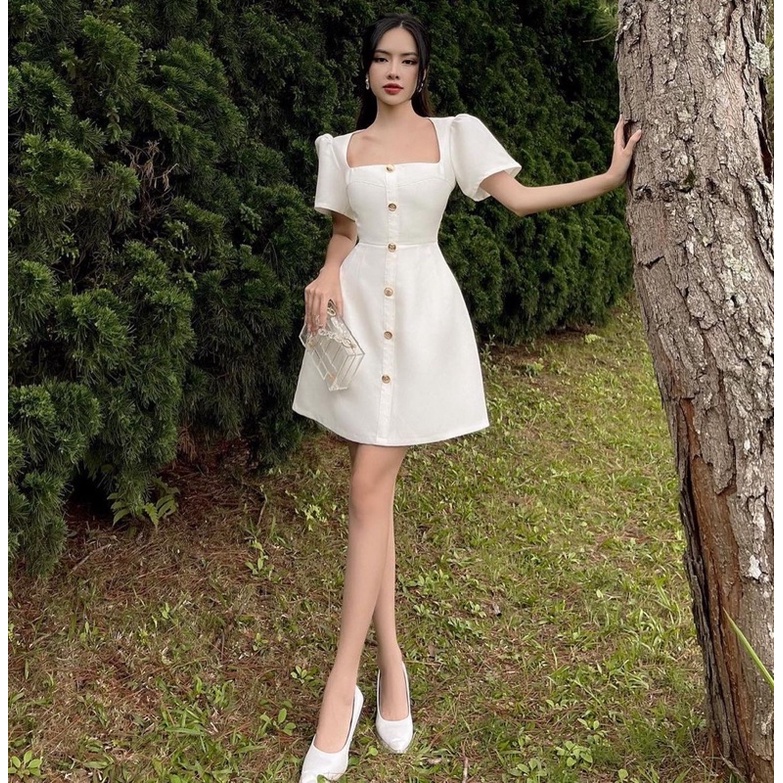 LUCEI DRESS/ ĐẦM NGẮN CỔ VUÔNG SANG TRỌNG