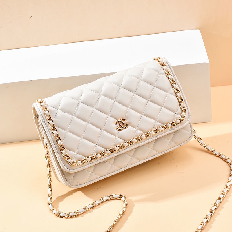 CHANEL Couton Túi Đeo Chéo Mini Hình Vuông 2021 Họa Tiết Vân Kim Cương Phối Dây Xích Thời Trang Cho Nữ