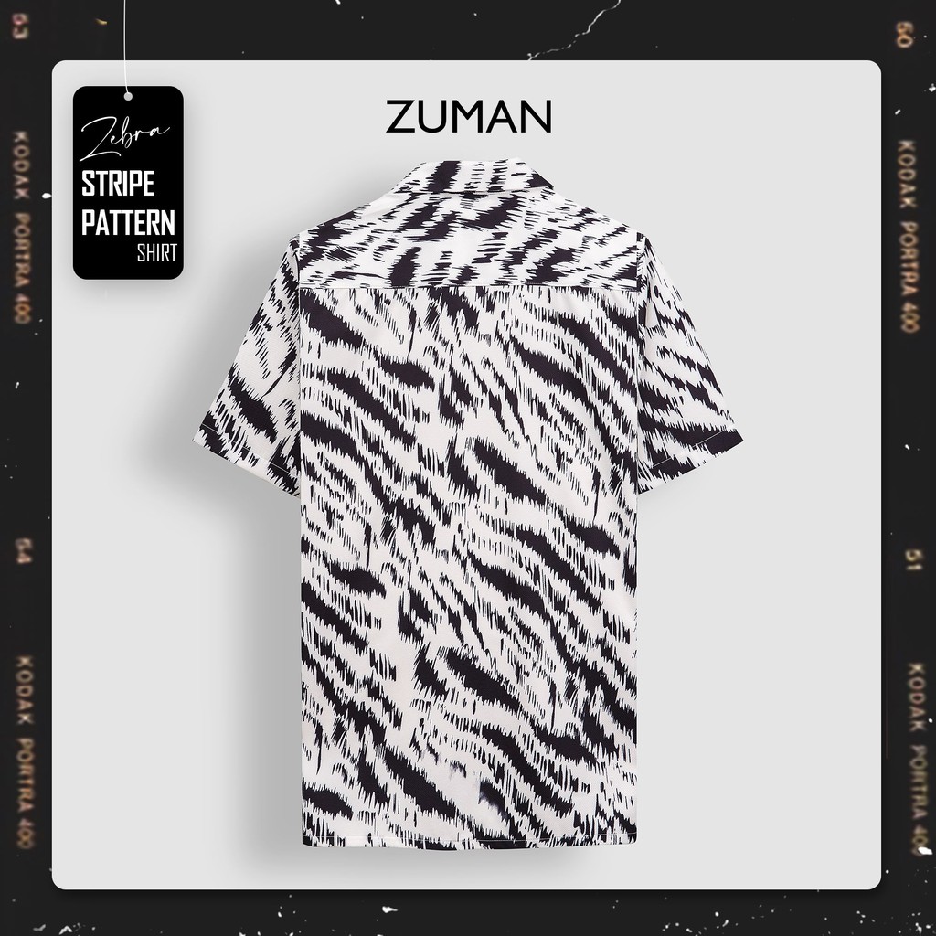 Áo sơ mi nam họa tiết tay ngắn Zebra Shirt  ASM105 ZUMAN  form suông, chất lụa chéo, thoáng mát, không nhăn