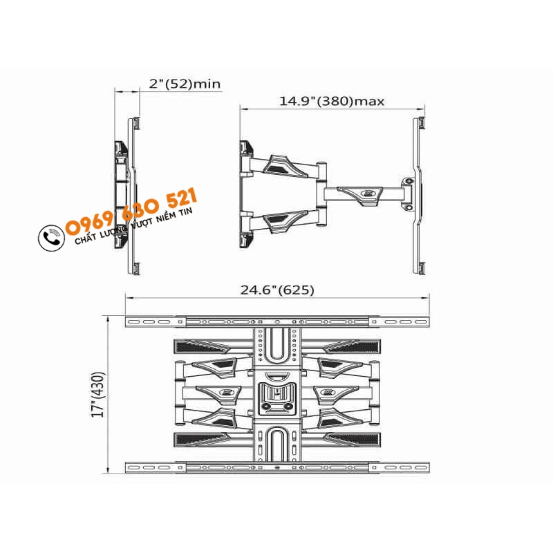 Giá Treo Tivi North Bayou NB-P6 Xoay Đa Năng 45-75 inch - Khung Treo Tivi Đa Năng Cao Cấp - Hàng Chính Hãng