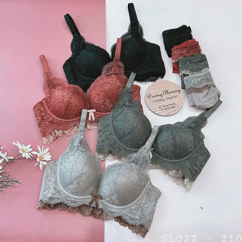 Bộ đồ lót không gọng ren hoa quyến rũ - SL022