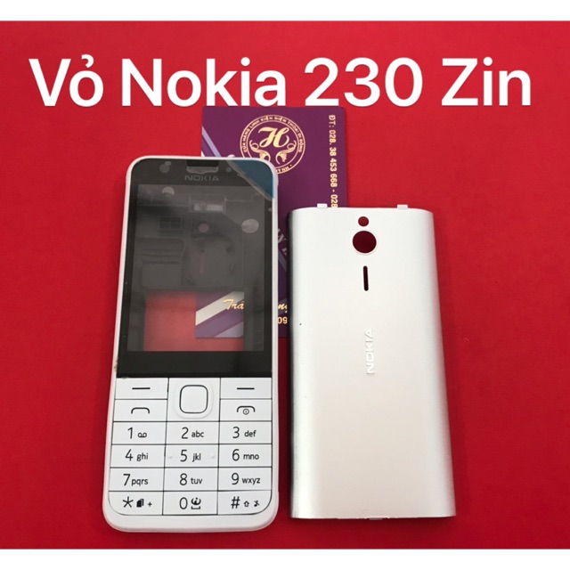 Vỏ Nokia 230 bộ Zin(màu trắng,mặt sau màu bạc nhôm cao cấp)