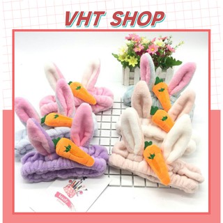 Băng đô rửa mặt, băng đô cài tóc skincare nữ cà rốt tai thỏ 3D cute vải nhung dễ thương thời trang - VHT SHOP