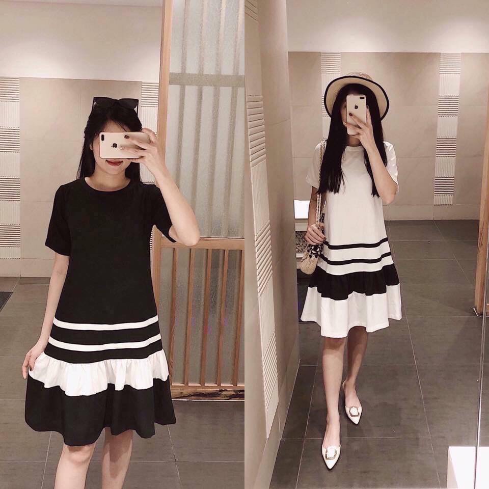 Váy bầu thiết kế DÁNG SUÔNG ĐUÔI CÁ chất cotton siêu xinh cho mẹ bầu năng động thoải mái W128