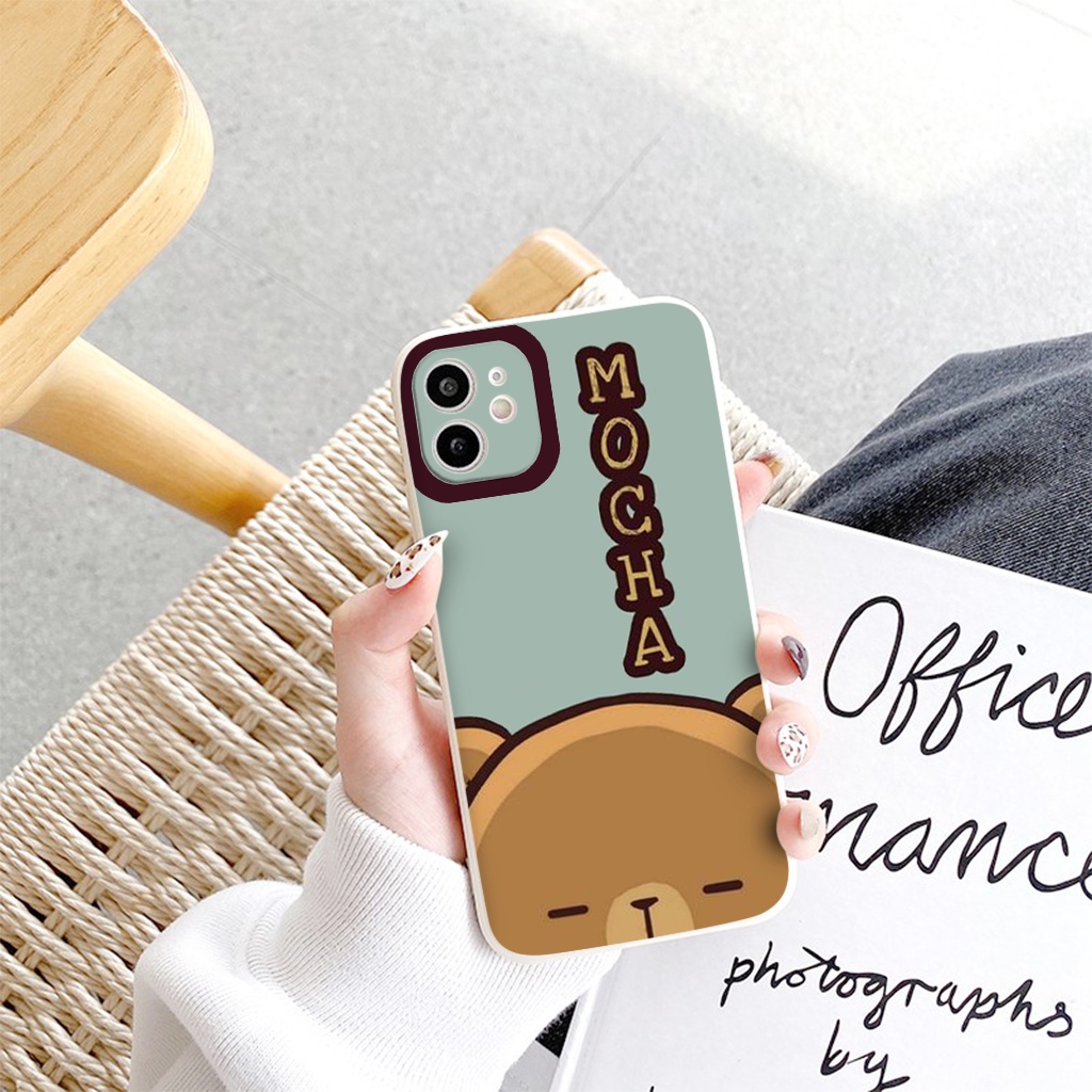 Ốp lưng iphone gấu nền xanh brown mocha ốp iphone 6/6plus/6s/6splus/7/7plus/8/8plus/x/xr/xs/11/12/13/pro