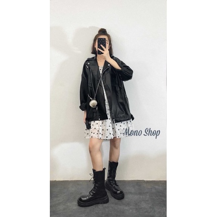 [Mã SKAMLTSM9 giảm 10% đơn 99K] Áo khoác da dáng rộng, áo khoác biker da form rộng OVERSIZE (ảnh thật/sẵn)