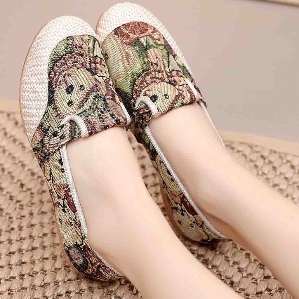 Giày Lười Vải Canvas Đế Mềm Thoáng Khí Thời Trang Cho Nữ