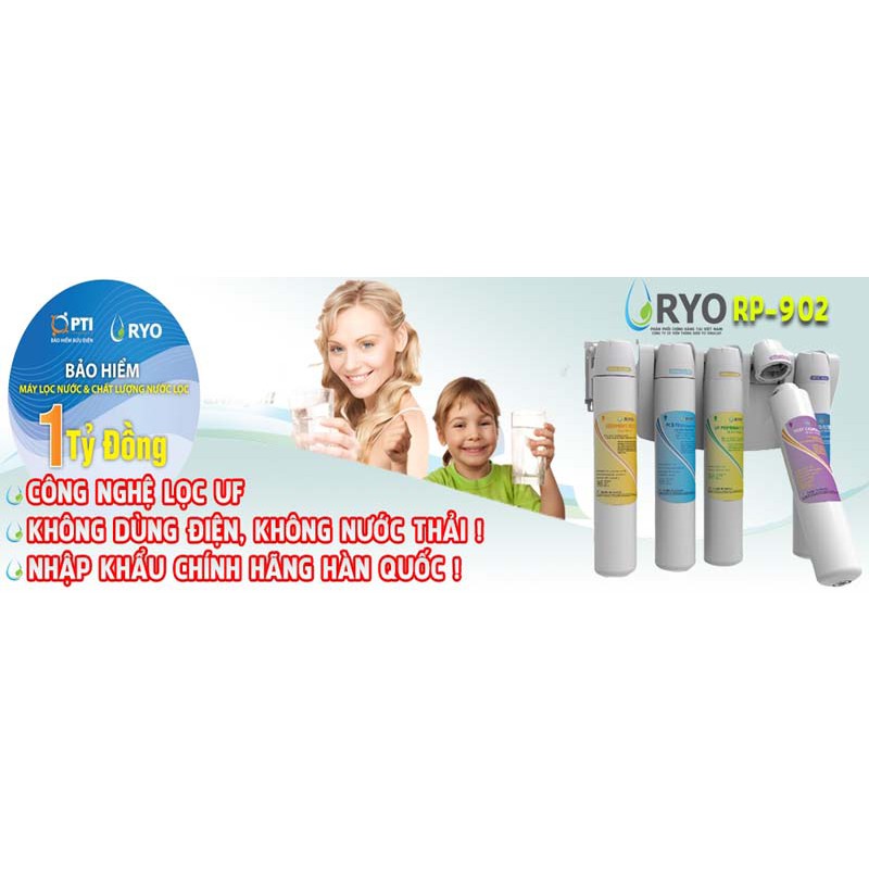 Freeship Máy lọc nước âm tủ Ryo Huyndai RP902 - Made in Hàn Quốc - Công Nghệ UF