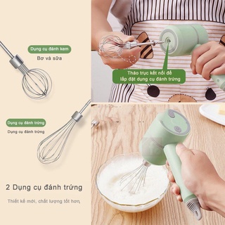 Máy đánh trứng cầm tay mini 3in1 kiêm máy xay mini đồ ăn dặm, tỏi ớt, gia vị sạc tích điện Padabanic, bảo hành 24 tháng
